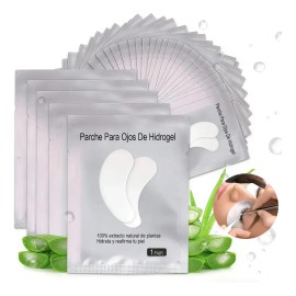 100 Pares De Parches Hidrogel Para Extensión Pestañas Mink Blanco Curvado 7.5 Cm 2 Mm