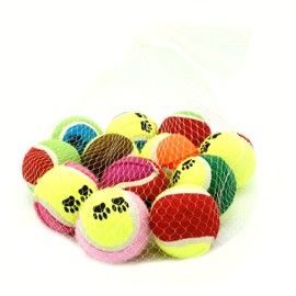 Tennis Balls For Dogs Set Of 12: Pet Toys For All Breeds And Sizes, Suitable To Play Fetch, Training, And Chewing, Colourful Paw Design, Strong Construction And Non-Toxic Materials