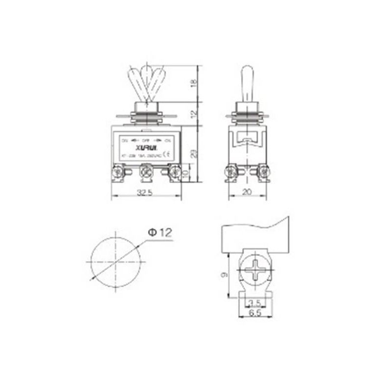 XURUI HEAVY DUTY DPDT MOMENTARY~ OFF~ LATCHED - SCREW TERMINAL