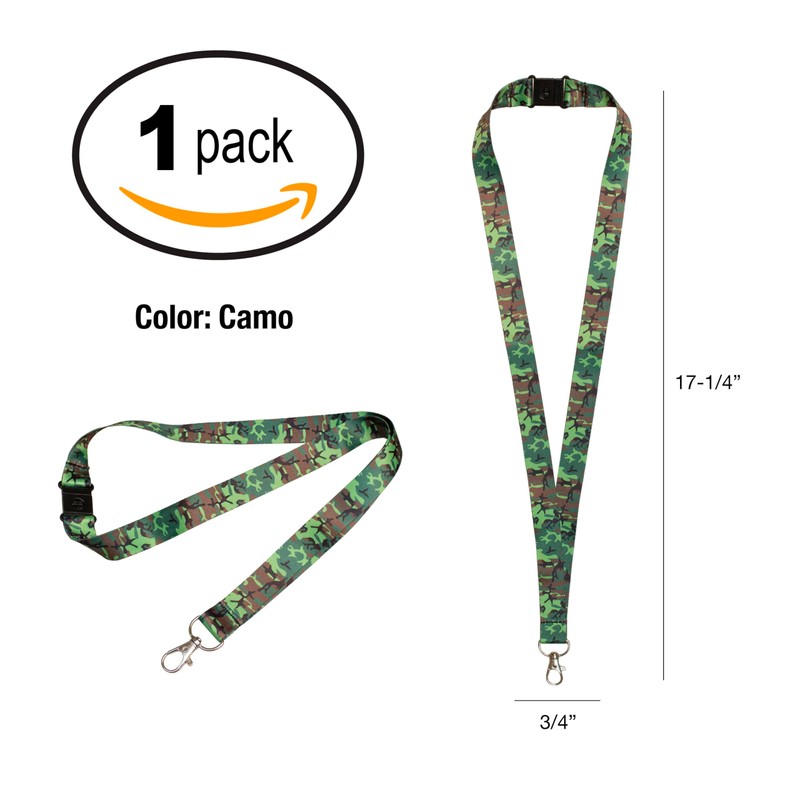 Lucky Line Lanyard with Swivel Snap, Camo Design (C202), Camouflage,