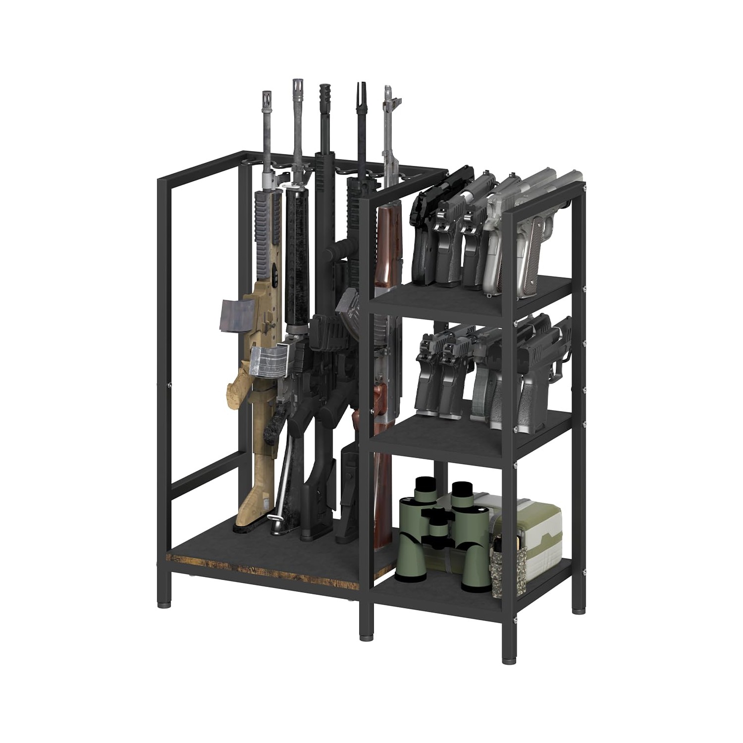 Mondazie Gun Rack, Floor Standing Rifle Stand with Pistol Shelves ...