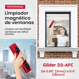 Tyroler Bright Tools Limpiador magnético para ventanas Tyroler | Limpiador de ventanas de doble cara The Glider D-2 AFC, apto para ventanas de 0,1" a 