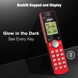 VTech 3-Handset Cordless Phone for Home with Caller ID/Call Waiting, Landline Phones, Illuminated Keypad, Full Duplex Speakerphone, ECO & Quiet Mode, Wall Mount | CS6919-3A (Red/Blue/Grey)