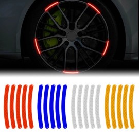 Reflective Tape 20Pcs Red Reflective Strip Stickers Wheel Hub Rim Tape Decal Car Accessories