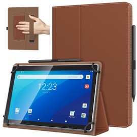TiMOVO Universal Case for 10.1 Inch Android Tablet with Pen Loop, Lightweight Folding Stand Cover with Hand Strap for All 9"-11" Touchscreen Tablet, Chestnut