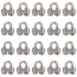 Nlvnmv 20 PCS M3 Stainless Steel Wire Rope Cable Clips, U Bolt Rope Clamps with Lock Nuts for 3 MM Diameter Rigging, Tension, and Garden Wire Ropes