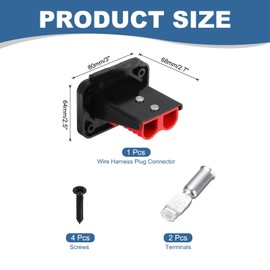 MECCANIXITY 120A Embedded Plug Mounting Panel, 2AWG,4AWG,6AWG Flush Mount Recessed Plate with Dust Cover Battery Power Connector Plug for Winch Auto Car Trailer Driver,Red 1Set