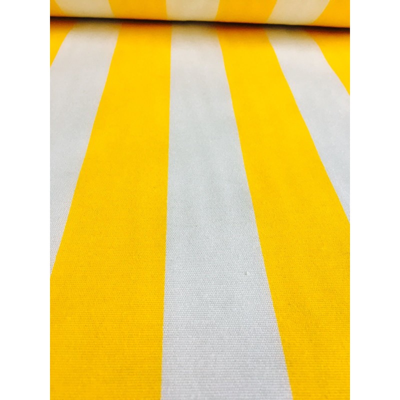Yellow White Striped Fabric - Stripes Curtain Upholstery Material 140cm