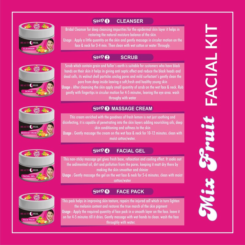 Professional Beauty Feel Vitamin Mix Fruit Facial Kit for Fairness