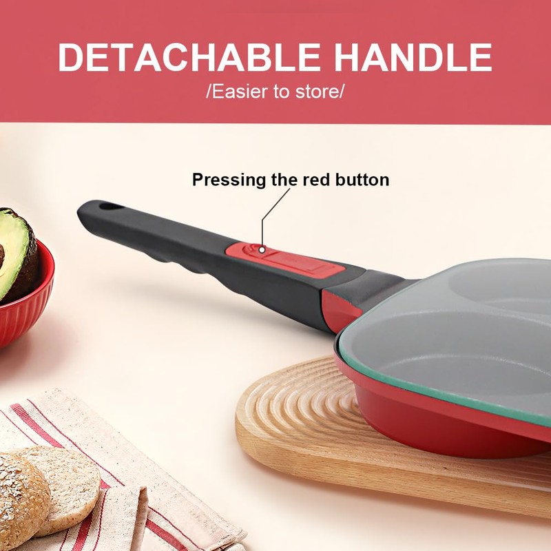 RANX INGST 4-Cup Egg Pan with Lid, Nonstick Omelette Skillet