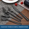 Wildone 60-Piece Black Silverware Set, Stainless Steel Flatware Square Cutlery