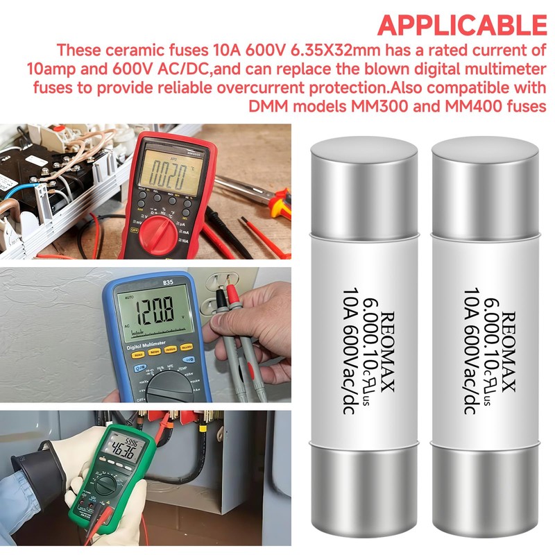 Cutetool (5PCS) HV610 10A 600V AC/DC Ceramic Fuse 6.35x32mm for