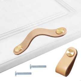 HY HUIJUN Leather Handles, Furniture, Pack of 2 Handmade Furniture Handles, Leather Knobs, Cupboard Handles, Knobs for Leather Handle, Kitchen Cupboards, Cabinets