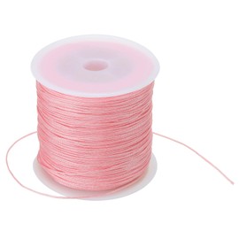 PATIKIL 0.8 mm x 109 yards Nylon Satin Cord Nylon Bead Cord Knotting Cord Chain Braided Cord for Bracelets Jewellery Decorative Chinese Knot Pink