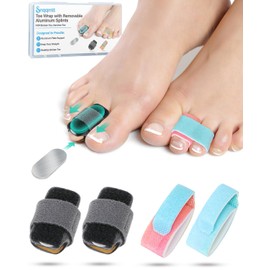 snqqmtt 2Pcs Hammer Toe Straightener with Removable Aluminum Plate and 2Pcs Broken Toe Wraps for Women & Men, Adjustable Toe Corrector for Curled & Bent Toe, Broken Support (Medium)