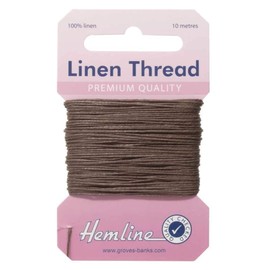 Hemline Strong Linen Thread for Sewing and Repair of Canvas, Upholstery, Saddlery and Heavy Fabrics - Colour Brown - 1 x 10m Card