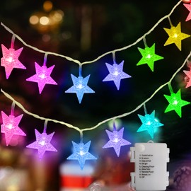 13.2ft 40 LED Battery Powered Fairy String Light,Five-Pointed Star String Lights for Chrismas, Party, Wedding, New Year, Garden Décor (Multi-Color)