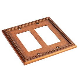 Henne Bery Raised Pearls Decorative Wall Plate Switch Plate Outlet Cover (Double Decorator, Sponged Copper)
