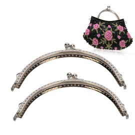 2Pcs Metal Purse Frame, Semicircular Lock Frame Silver Kiss Clasp Lock Purse Clasp Frame Arch Purse Frame Clip for DIY Craft Tone Purse Frame Making