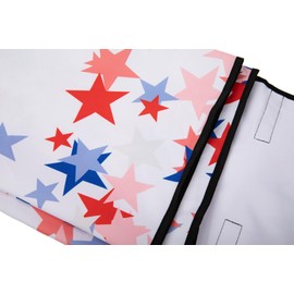 Top Tier Family Gear All Stars Picnic Blanket, Waterproof Outdoor Mat with Red and Blue Star Pattern, Foldable Beach and Park Blanket (Border of Red, White, Blue Stars)