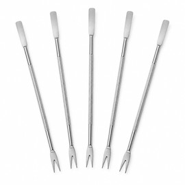 5-Piece Stainless Steel Seafood Fork Set – Dual-Ended Crab, Lobster, Nut & Fruit Picks with Scoop Tips, Silver