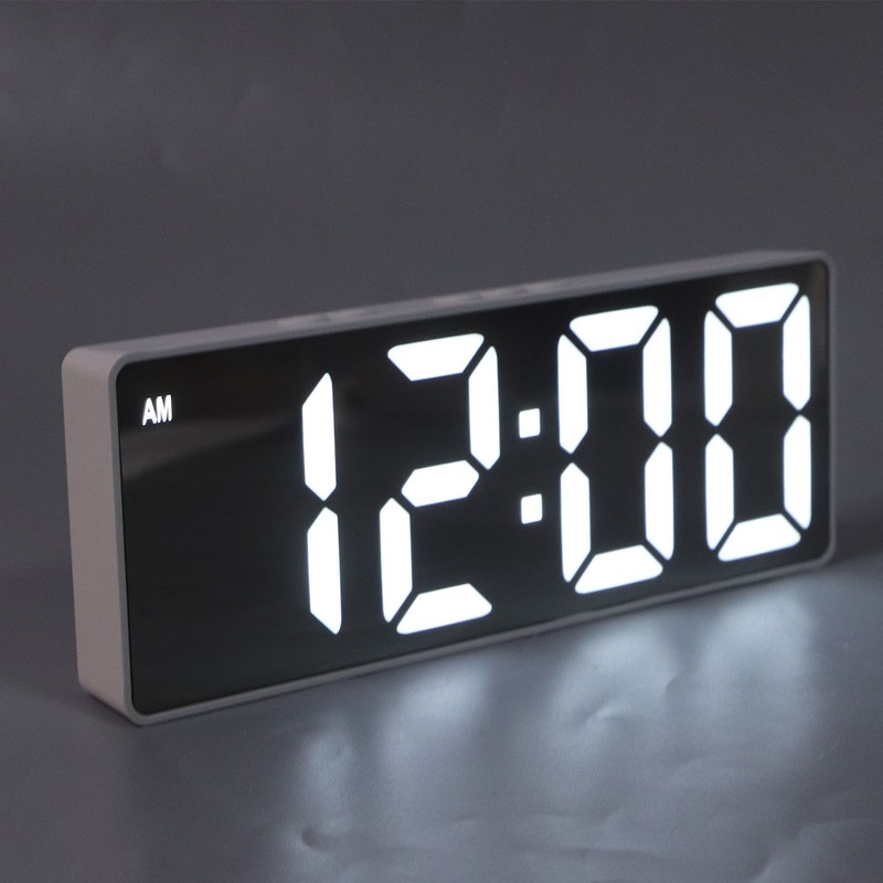 Digital Alarm Clock Temperature Display LED Mirror Electronic Clocks for
