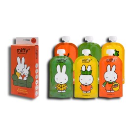 MIFFY x DIDOBABY Pack of 6 Reusable Squeeze Bags with Food for Babies - Stage 1 - Perfect Size for Beginners - Less Food Waste - Leak-proof Double Seal