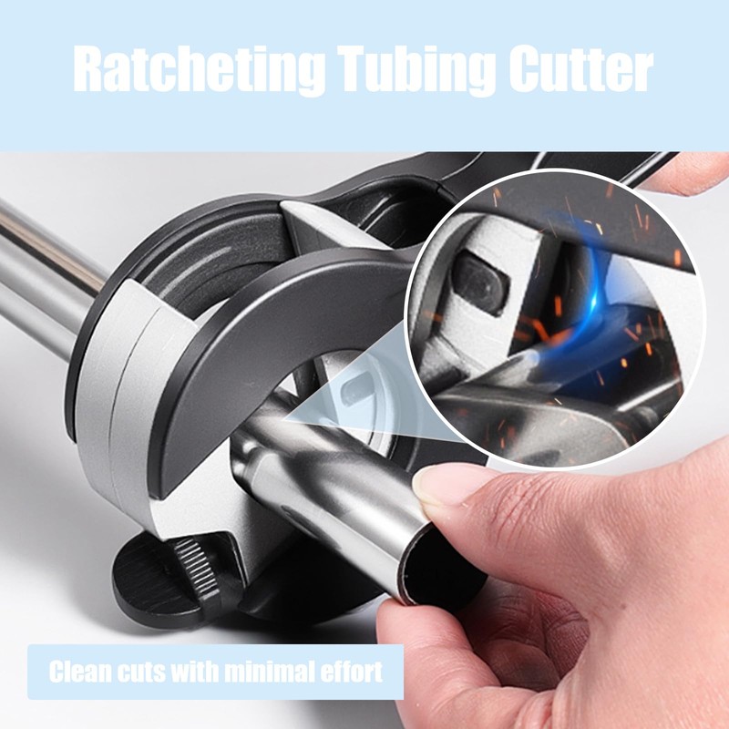 Ratcheting Pipe Cutter, 2 in 1 Close Quarters Tube Compact