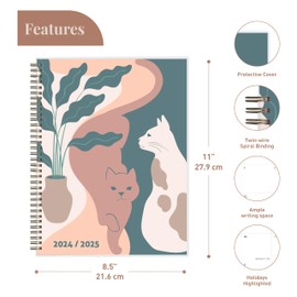 Riley's Planner 2024-2025 Academic Year, 18-Month Cat-Themed Weekly Planner - Whimsical Weekly & Monthly Agenda Planner, Illustrated Cover, Notes Pages, Twin-Wire Binding (8.5 x 11 inches)