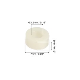 PATIKIL 3.2mm ID x 7mm OD x 3mm L Round Spacers Washers, 200 Pack ABS Plastic Standoff Gaskets for M3 Hardware Screws Bolts for 3D Printer Electrical Outlet, Beige