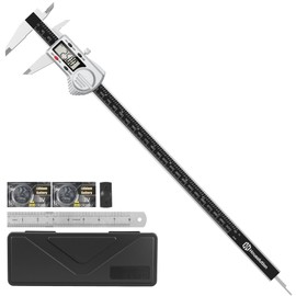 Housolution Digital Caliper 12",(ABS)Absolute Scale Caliper,IP54 Caliper Measuring Tool,Inch/MM/Fraction, Auto-Off LCD Stainless Steel Waterproof Micrometer Vernier Caliper, with Feeler Gauges, Silver