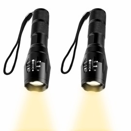 GaiGaiMall 2 Pack Warm Light Flashlight Single Mode Warm Flash Light for Eye Care Reading Hunting Fishing Aviation