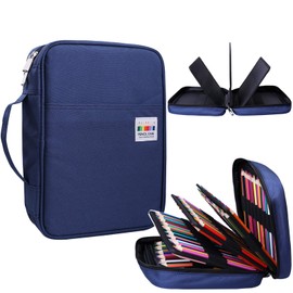 BOMKEE Pencil Case For 220 Pencils, Portable Colouring Pencil Organiser, Waterproof Pencil Holder, Pencil Case for Students, Children, Adults, Artists
