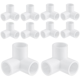 1" 90 Degree PVC 3 Way Tee Fitting, 10 Pcs Pipe Connectors, Schedule 40 Furniture Grade PVC Tee Corner for DIY Frames and Structures