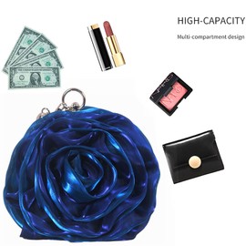 Millya Women Rose Flowers Evening Clutch Bag Handmade Wedding Prom Tote Handbag Chain Shoulder bag (A-Red)