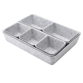 Pack of 8 Drawer Organiser System Felt Organiser, Stackable Felt Material Make Up Organiser Drawers Organiser System Felt Office with 4 Sizes, for Desk, Dresser, Wardrobe and Locker