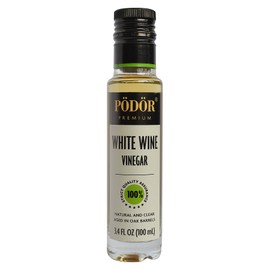 PÖDÖR Premium White Wine Vinegar - 3.4 fl. Oz. - 100% Natural, Aged in Oak Barrels, Fermented, Unfiltered, Vegan, Gluten-Free, Non-GMO in Glass Bottle