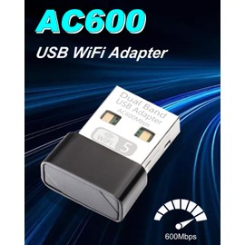 AC600 Nano USB WiFi Adapter for Desktop PC/Laptop, Dual-Band (5GHz, 2.4GHz) Wireless 802.11ac MU-MIMO Network Adapter for Windows & Mac OS, Mini Travel Size WiFi Dongle