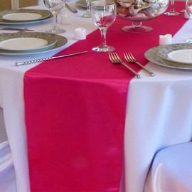 SINSSOWL 10 Pack Hot Pink Table Runner 12 X 108 Inches Wedding Satin Table Runner for Party Banquet Bridal Shower Baby Shower Conference Dining Room Table Decorations - Hot Pink/Fuchsia