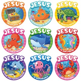 Janlaugh 36 Pcs Under The Sea Classroom Decor 9 Inch Sea Life Jesus Cutouts Christian Ocean Theme Bulletin Board Decorations for VBS 2026 Sunday School Classroom Religious Ocean Theme Party Decor