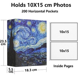 Hiwhy Small Photo Album 15x10 CM (6x4 Inch) 200 Pockets, Slip in Pockets Picture Album, Mini Picture Book for Baby Family Vacation Wedding Anniversary, Starry Night