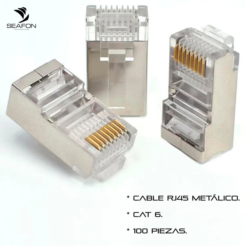 Conector Metálico Rj45, 100 Piezas, Cat 6, Conector De Crimpado,