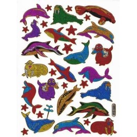 Fish Fish Animals Colourful Stickers, 1 Sheet 135 mm x 100 mm Sticker Craft Kids Party Metallic Look