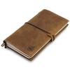 WANDERINGS Leather Notebook with Pockets, 22x11.5cm - Refillable Travel Journal