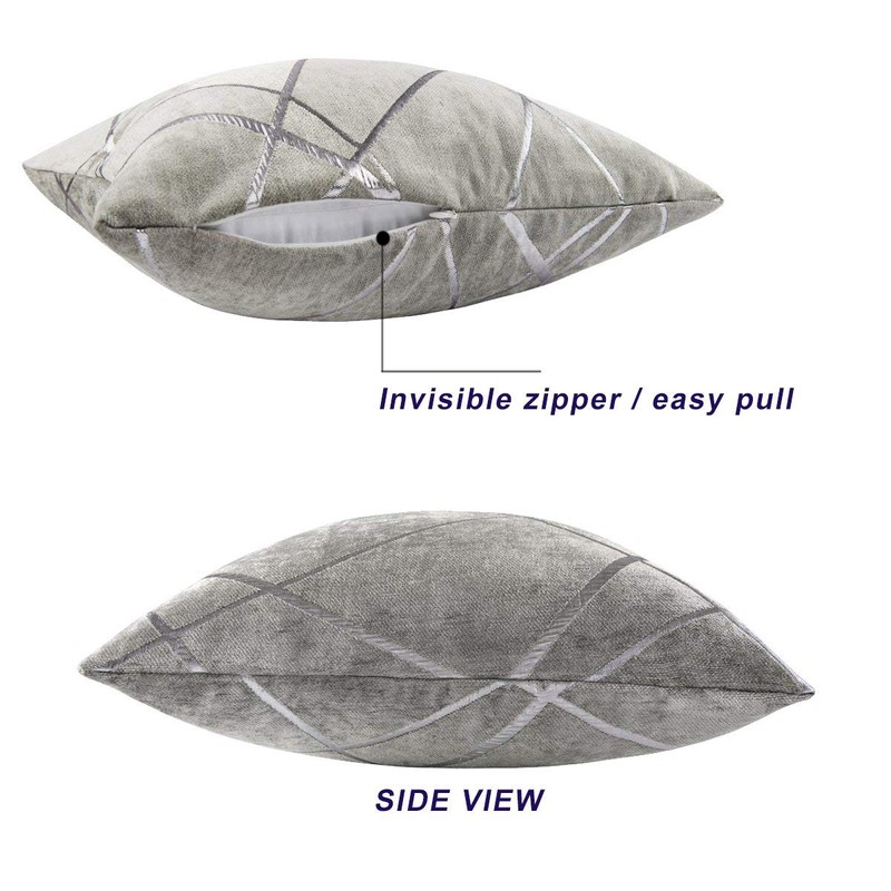 GIGIZAZA Cushion Covers 18 x 18 Inch Silver Grey Square