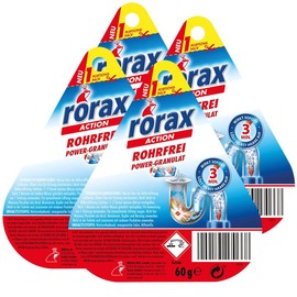 4 x Rorax Rohrfrei Power Granules Portion Pack 60 g – Works Immediately & Dissolves Even Hair