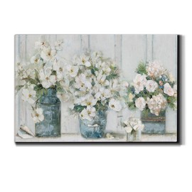 Wexford Home Landscape Canvas Wall Art Abstract Floral Forest Modern Pictures Artwork Decoration for Living Room Kitchen Bathroom Office, Ready to Hang, cottage mantle, 32x48