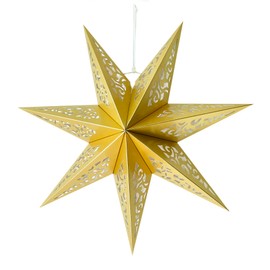 Hollow Out Paper Star Lantern Hanging Star Lampshade Decoration for Weddings Christmas Holiday Birthday Party Celebration (Matte Gold)