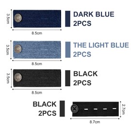 PFLYPF 6 pieces denim extension buttons, with 2 pieces elastic extension buttons, belt extender, retractable buttons, trouser button extension accessories, unisex, suitable for overalls and jeans
