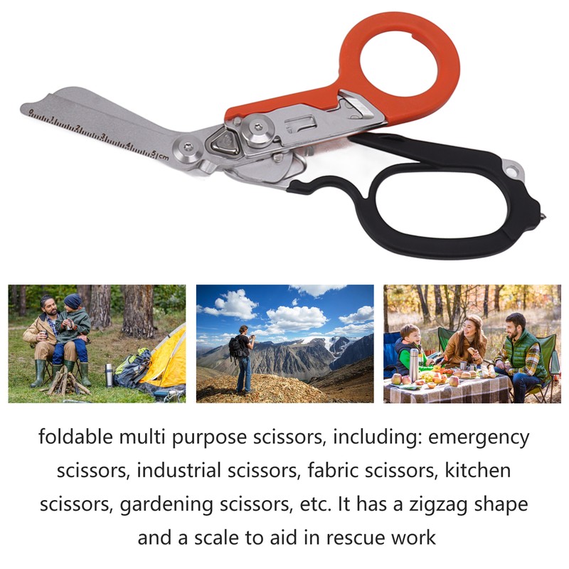 Emergency Response Shears Foldable Shear with Ring Cutter Glass Breaker